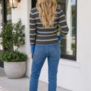  Rominah Contrast Cuff Henley Sweater
