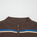  Rominah Contrast Cuff Henley Sweater