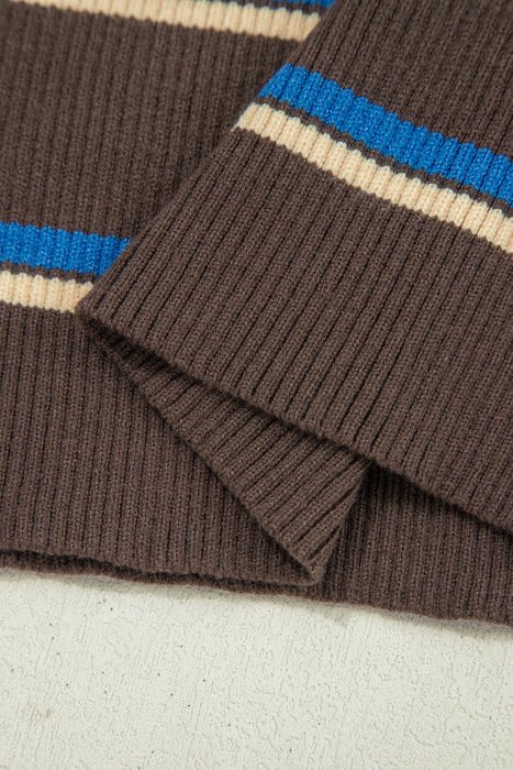 Rominah Contrast Cuff Henley Sweater