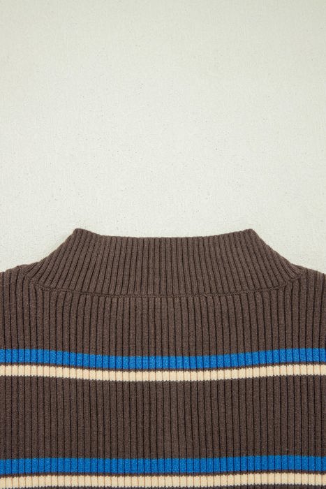 Rominah Contrast Cuff Henley Sweater