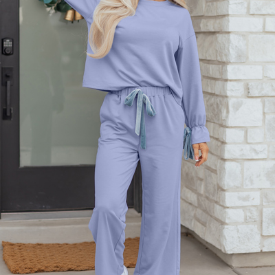 Rory Beau Flounce Long Sleeve Lounge Set