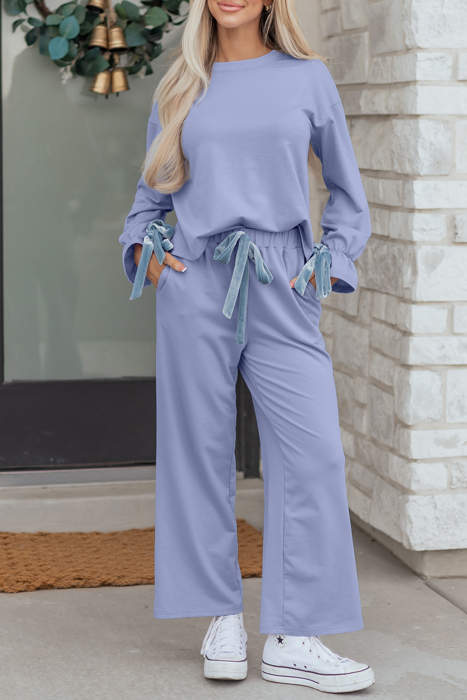 Rory Beau Flounce Long Sleeve Lounge Set