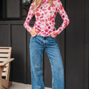  Rosalie Floral Long Sleeve Slim Fit Mesh Top