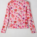  Rosalie Floral Long Sleeve Slim Fit Mesh Top
