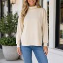 Beige XL Rosalyn Detail Hem Top Long Sleeve Top