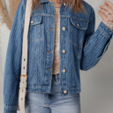 Blue Small Rosalyn Flap Textured Down Jacket