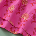  Rose Red Floral Print Pleated Ruffled Flutter Sleeve Blouse