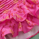  Rose Red Floral Print Pleated Ruffled Flutter Sleeve Blouse