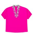  Rose Red Leopard Accent Notched Neck Plus Size Short Sleeve Top