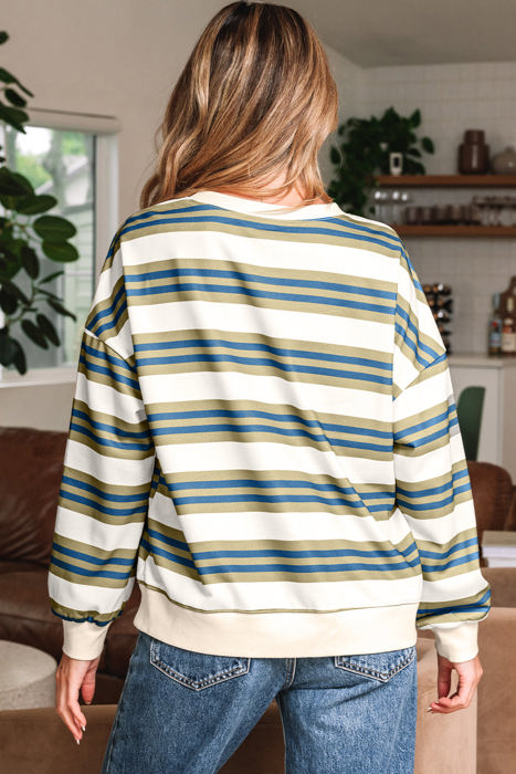 Rosie Stripe Crew Neck Pullover Sweatshirt