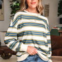  Rosie Stripe Crew Neck Pullover Sweatshirt