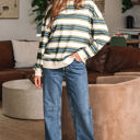  Rosie Stripe Crew Neck Pullover Sweatshirt