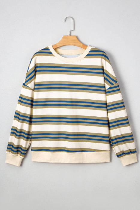 Rosie Stripe Crew Neck Pullover Sweatshirt