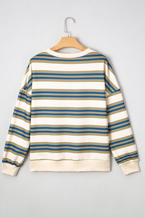 Rosie Stripe Crew Neck Pullover Sweatshirt