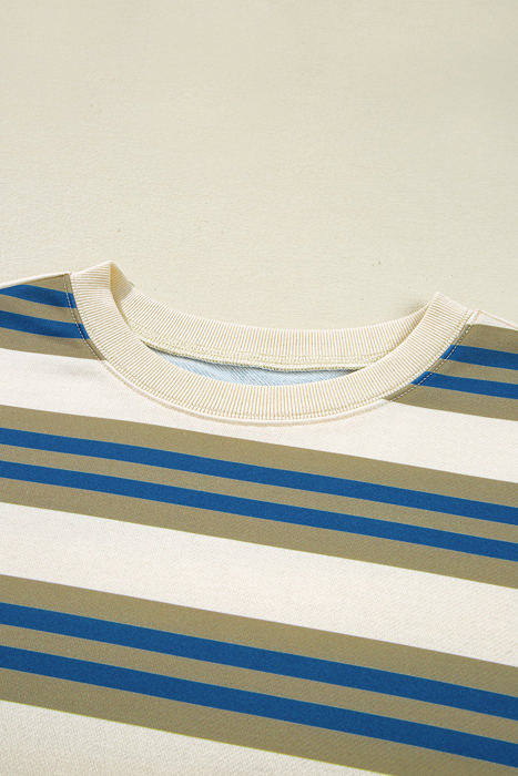 Rosie Stripe Crew Neck Pullover Sweatshirt