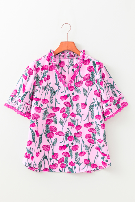 Ruby Detail Frilled Summer Blouse