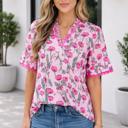 Pink Medium Ruby Detail Frilled Summer Blouse