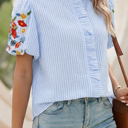  Ruthie Sleeve Ruffle Trim Shirt