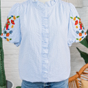  Ruthie Sleeve Ruffle Trim Shirt