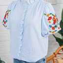  Ruthie Sleeve Ruffle Trim Shirt