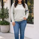  Sabrinah Colorblock Detail Long Sleeve PLUS Top