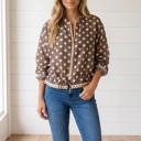 Brown Medium Sabrinia Up Long Sleeve Shacket
