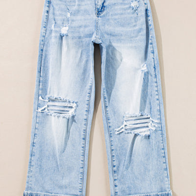 Saige Wash Distressed Straight Jeans