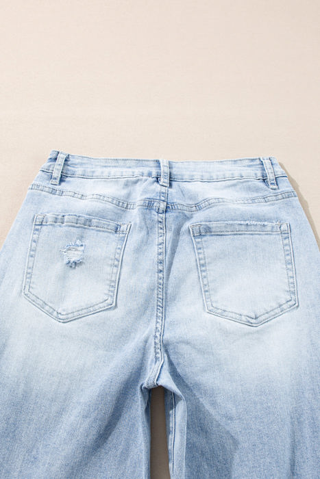 Saige Wash Distressed Straight Jeans
