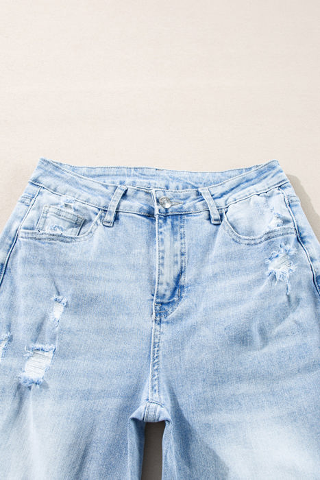 Saige Wash Distressed Straight Jeans