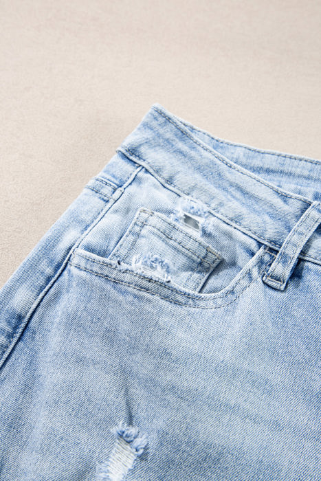 Saige Wash Distressed Straight Jeans