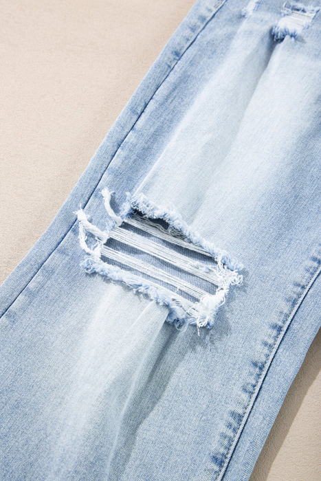 Saige Wash Distressed Straight Jeans