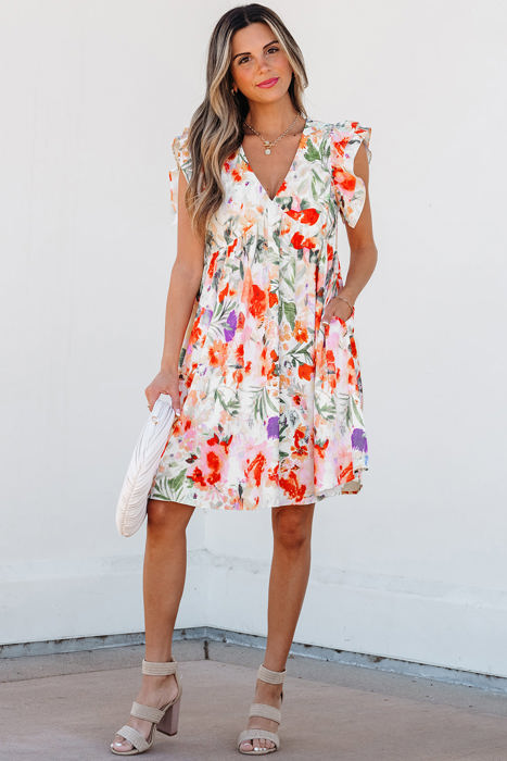 Salem Floral Ruffle Sleeve Dress