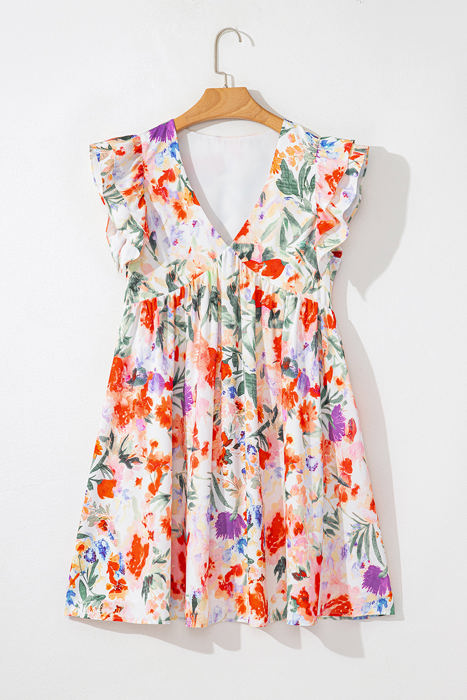 Salem Floral Ruffle Sleeve Dress