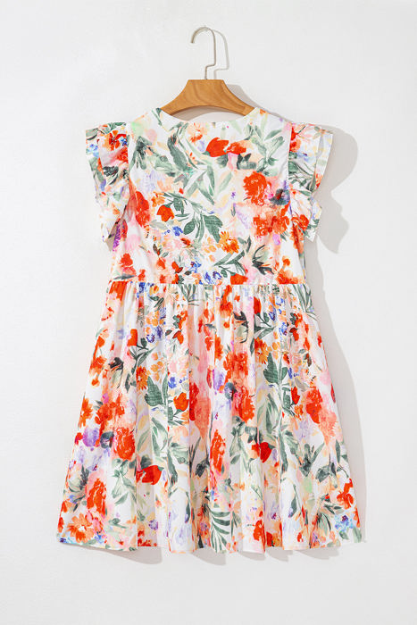 Salem Floral Ruffle Sleeve Dress