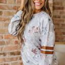  Salem Striped Sleeve Casual Sweatshirt
