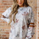 Gray XL Salem Striped Sleeve Casual Sweatshirt