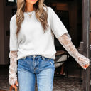  Samantha Lace Sleeve Two-piece Fuzzy Sweater