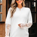 Beige Large Samantha Lace Sleeve Two-piece Fuzzy Sweater
