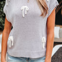  Sara Bowknot Applique Cap Sleeve Sweater