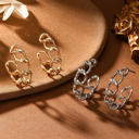 Sara Gold Round Hoop Chain Stud Earrings