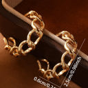  Sara Gold Round Hoop Chain Stud Earrings