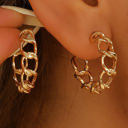 Gold Sara Gold Round Hoop Chain Stud Earrings