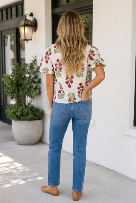 Scarlet Slit Neckline Blouse