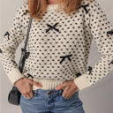 Beige Small Scarlett Contrast Ribbed Edge Sweater