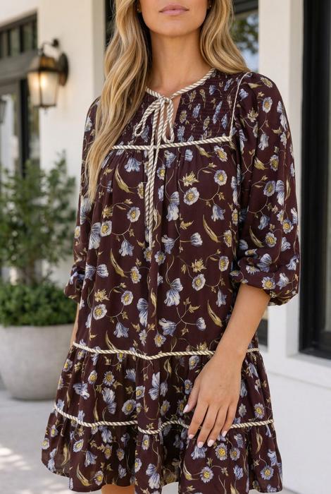 Scarlett Print Shirred Shift Dress