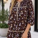  Scarlett Print Shirred Shift Dress