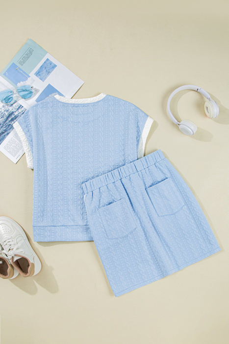 Scout Textured Crewneck Tee and Pocketed Skirt Set