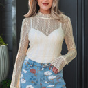Apricot Large Selena Sheer Lace top Long Sleeve Top