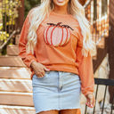  Sequined Pumpkin Halloween Sweatshirt