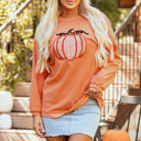 Sequined Pumpkin Halloween Sweatshirt